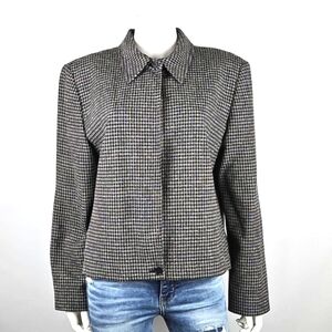 Vintage 90s Pendleton Knockabouts Wool Blend Black White Boxy Fit Jacket Blazer